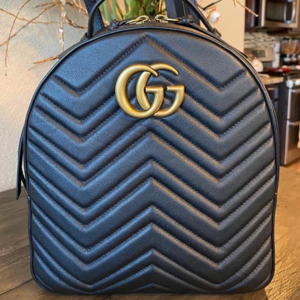 Calfskin Matelasse GG Marmont Backpack Black
